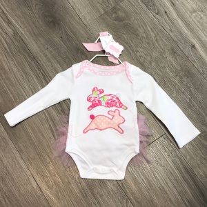 NWT Mud Pie Bunny Tutu Crawler 0-6M